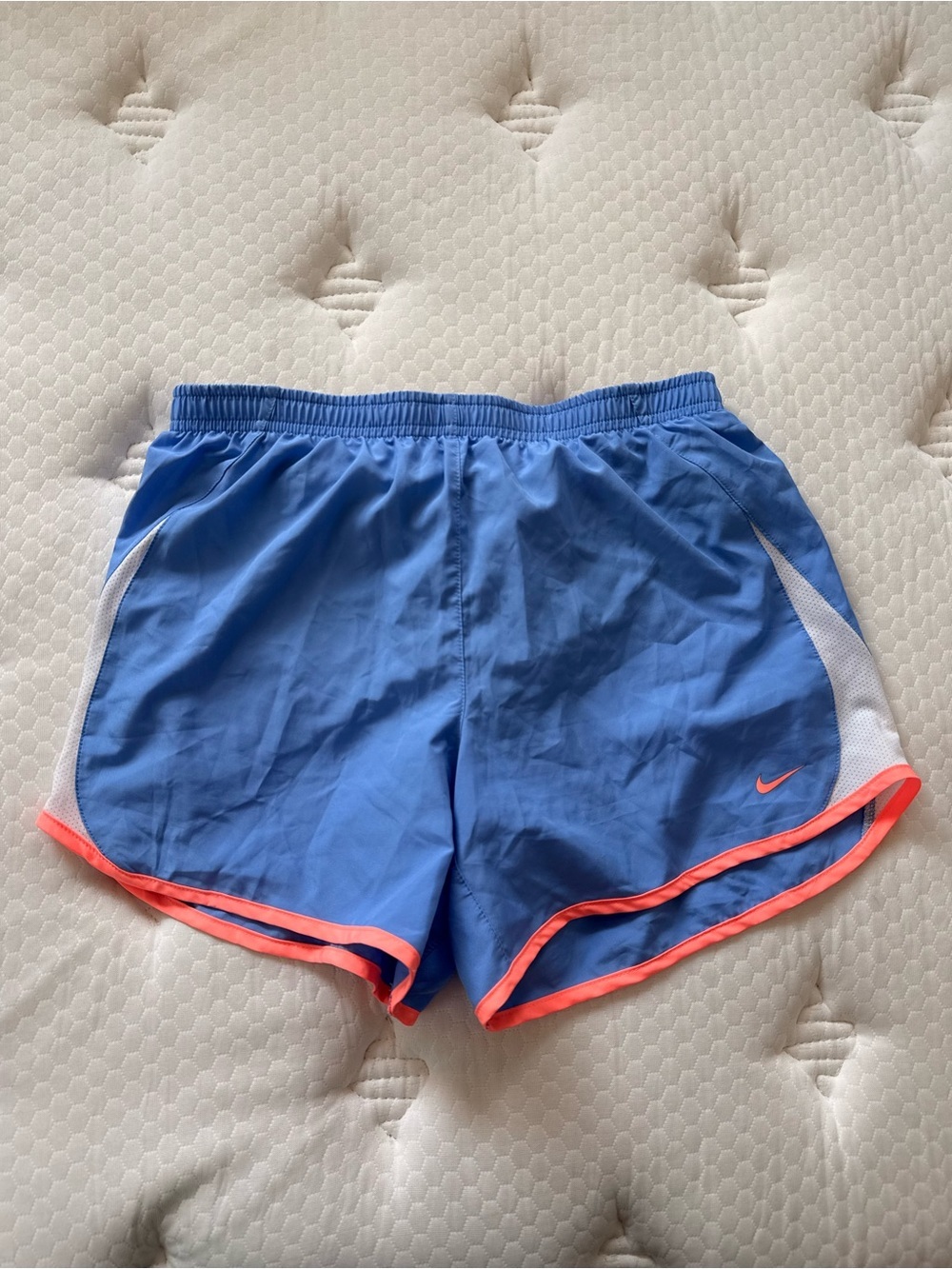 Nike Women's Light Blue Athletic Shorts with Coral Trim